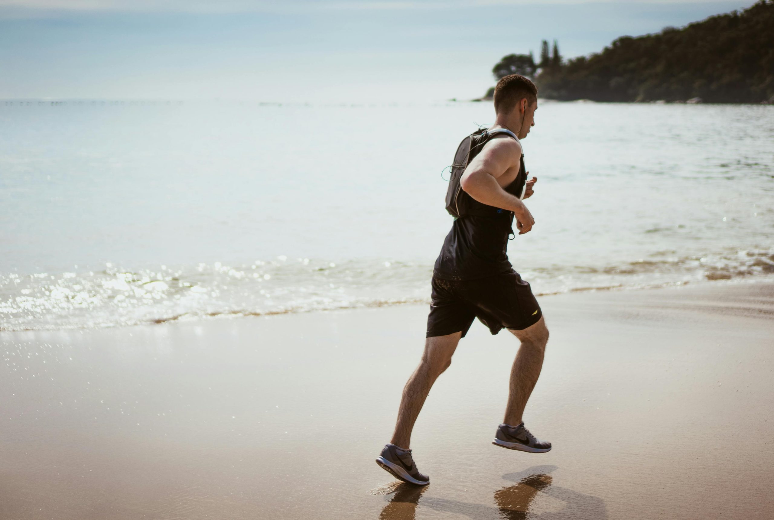 Person running on a beach