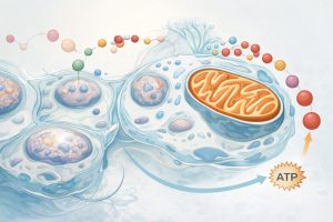 Illustration showing how cells produce energy and why low cellular energy affects recovery