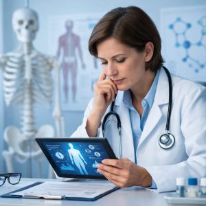 Healthcare professional reviewing clinical information to understand why supportive medical therapies exist