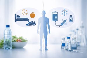 Visual comparison between healthy lifestyle habits and supportive medical therapies in clinical care