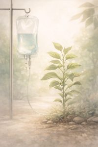 Conceptual illustration representing integrated long-term wellness support and the relationship between supportive care and natural recovery processes