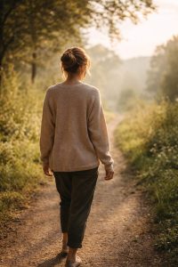 Everyday walking as a moment of awareness and balance within a proactive health care approach.