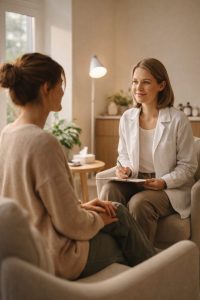 Supportive clinical conversation focused on proactive health care and long-term wellness planning.