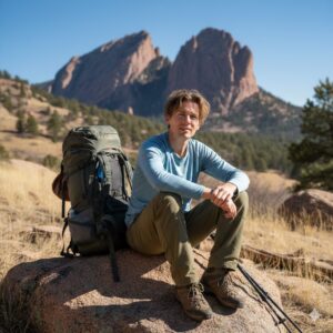 Person resting after hiking near the Flatirons in Boulder showing fatigue related to high altitude exposure