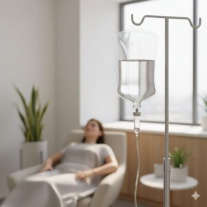 Supportive IV hydration therapy in a modern Boulder wellness clinic