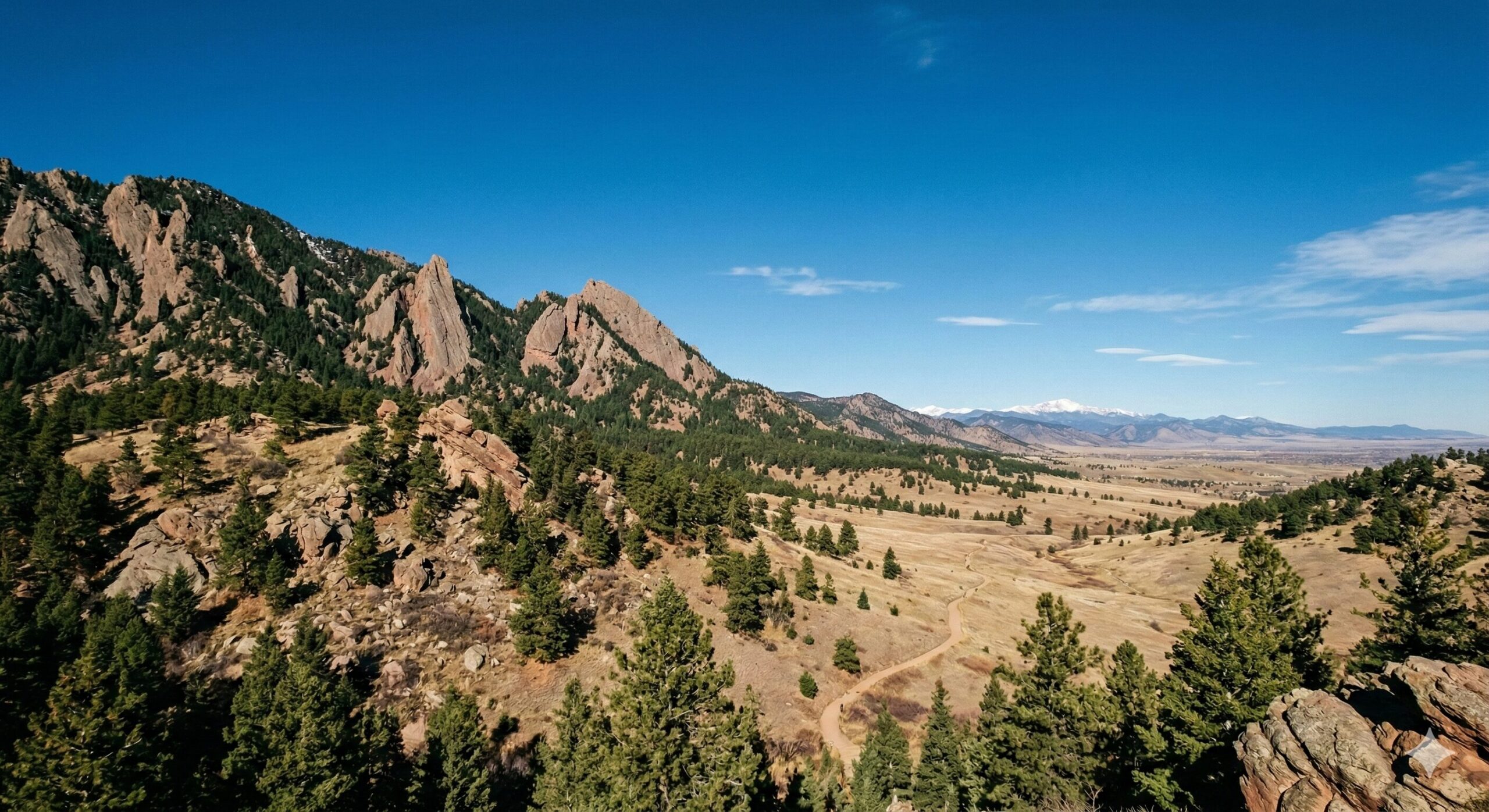 Boulder Colorado landscape at 5,430 feet elevation with clear sky and mountain terrain representing high altitude environment.
